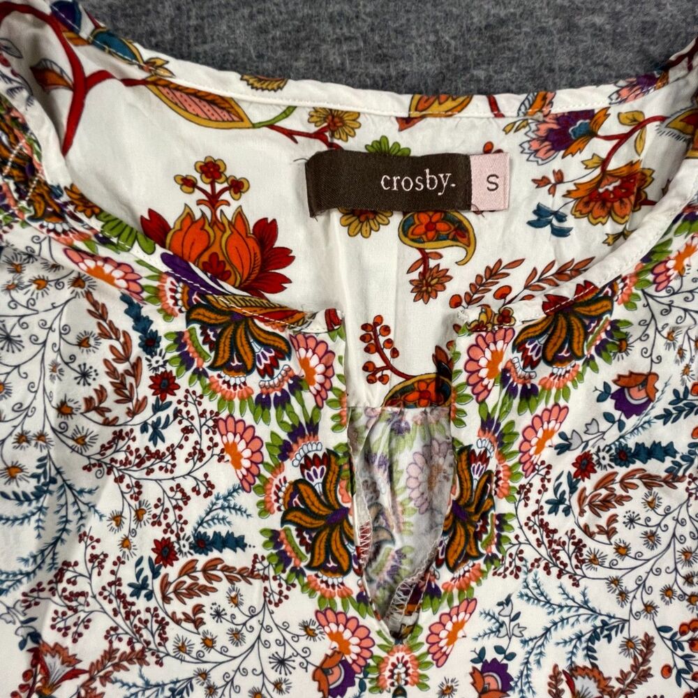 Crosby Bazaar Patchwork Boho Peasant Blouse Small Floral Paisley Tunic Top - Picture 6 of 9